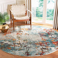 SAFAVIEH Madison Collection 11 Round Grey/Blue MAD471F Modern Abstract Non-Shedding Dining Room Entryway Foyer Living Room Bedr