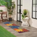 Nourison Aloha Indoor/Outdoor Modern Navy Multicolor 2' X 6' Area Rug, Easy Cleaning, Non Shedding, Bed Room, Living Room, Dining Room, Backyard, Deck, Patio (2X6)