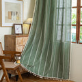 Sutuo Home Boho Curtains for Bedroom Dining Room, Semi Blackout Linen Farmhouse Vintage Chic Tassels Privacy Window Treatment Bo