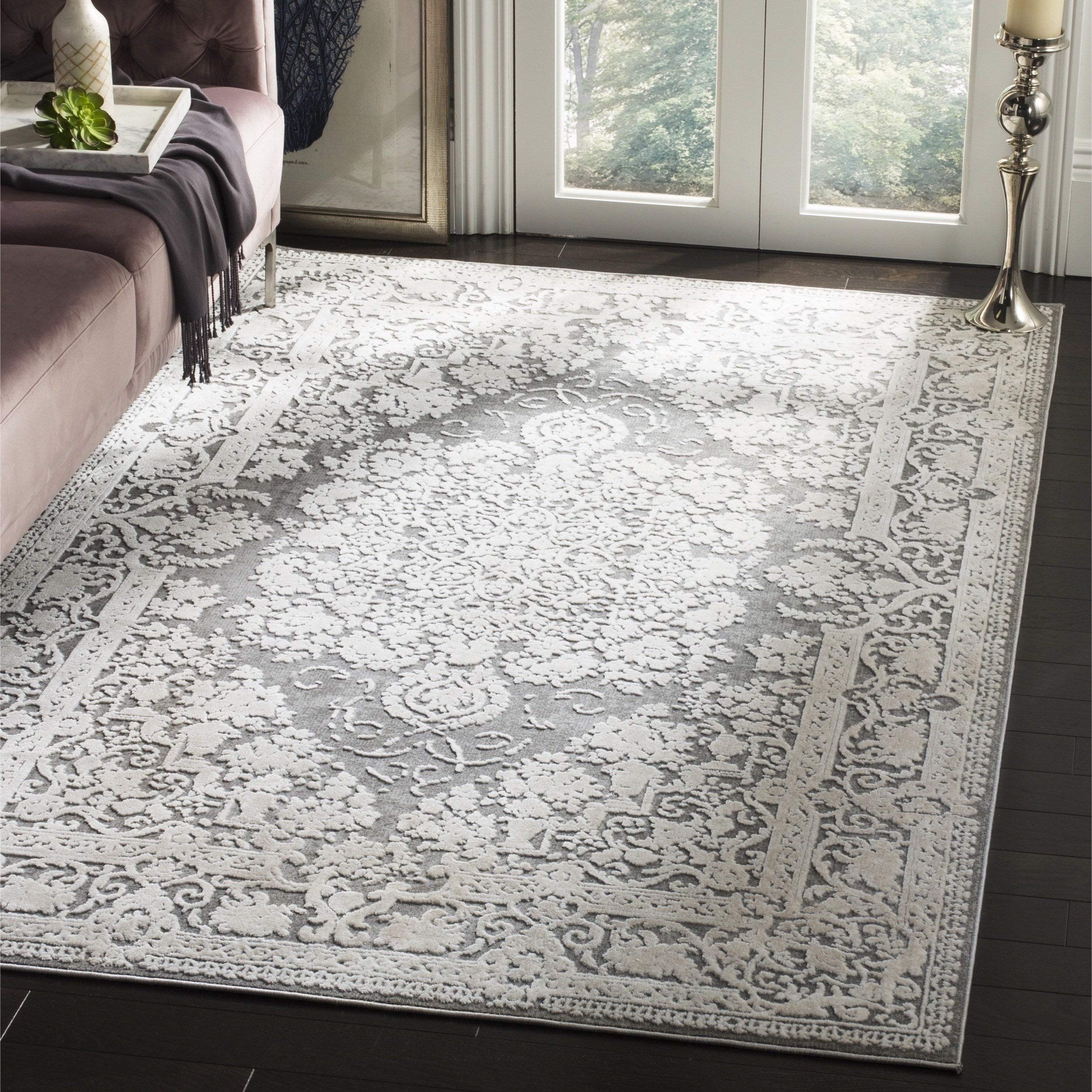 Safavieh Reflection Collection Area Rug - 6' X 9', Dark Grey & Cream, Vintage Distressed Design, Non-Shedding & Easy Care, Ideal