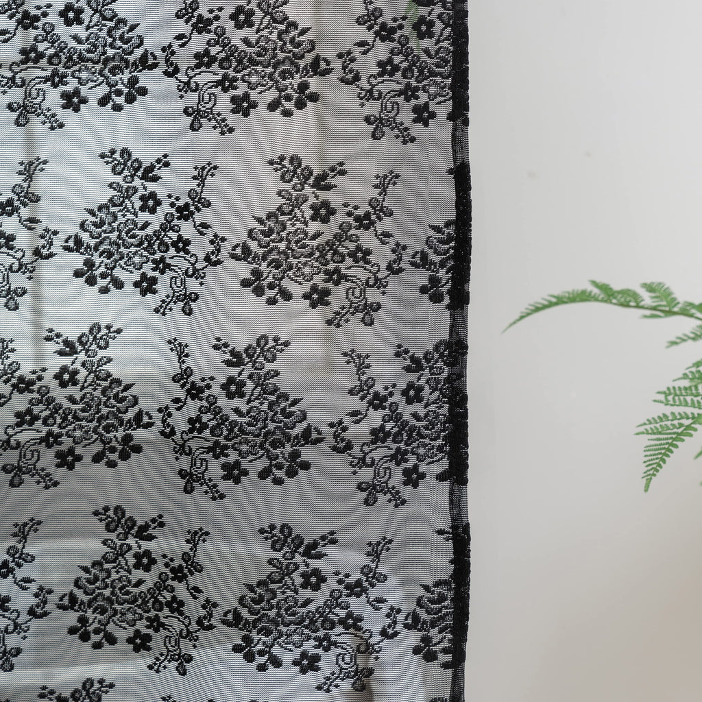 Tudeco Stall Shower Curtain - Black Lace Shower Curtain 36 X 72 Inch With Attach Valance, Gothic Floral Small Rv Narrow Shower C