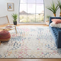 SAFAVIEH Tulum Collection Area Rug - 6 x 9, Ivory & Blue, Moroccan Boho Distressed Design, Non-Shedding & Easy Care, Ideal for