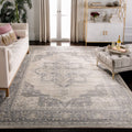 SAFAVIEH Brentwood Collection Area Rug - 67 Square, Cream & Grey, Medallion Distressed Design, Non-Shedding & Easy Care, Ideal 