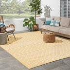 Nourison Positano Indoor/Outdoor Yellow 8' X 10' Area Rug, Easy Cleaning, Non Shedding, Bed Room, Living Room, Dining Room, Backyard, Deck, Patio (8X10)
