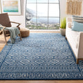 SAFAVIEH Tulum Collection 9 Square Navy/Ivory TUL264N Moroccan Boho Distressed Non-Shedding Living Room Bedroom Dining Home Off