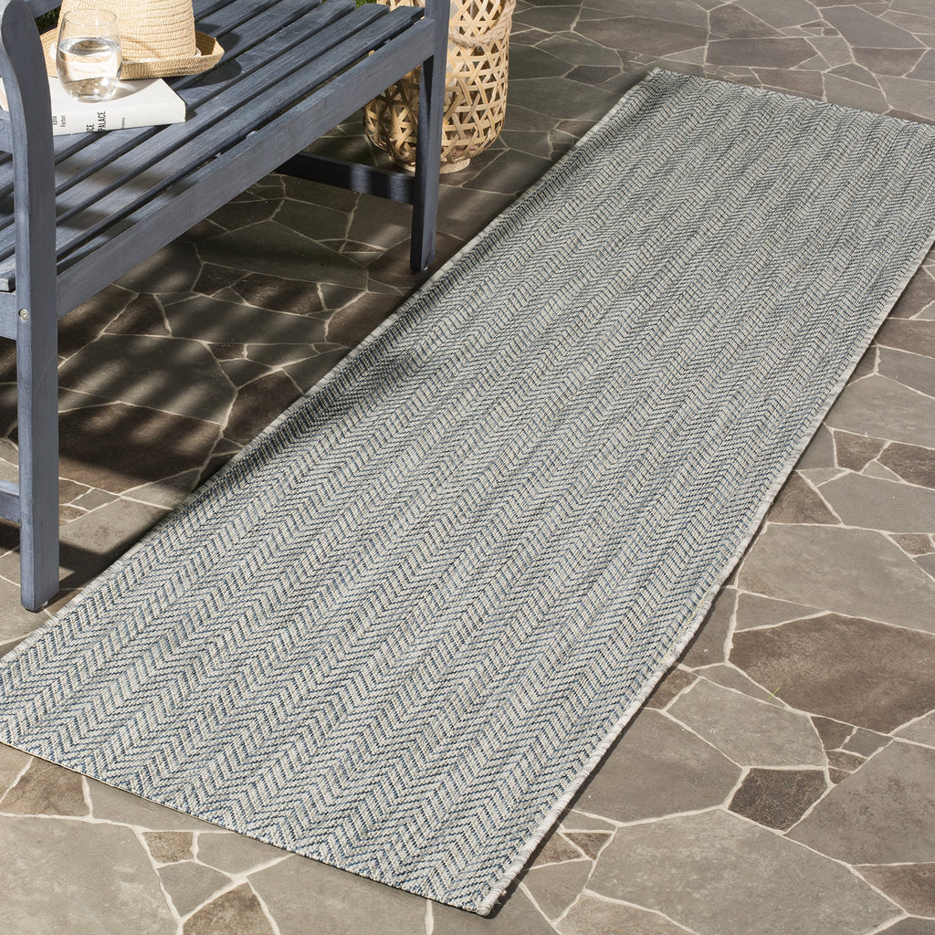 SAFAVIEH Courtyard Collection 2'3' x 20' Grey/Navy CY8022 Indoor/ Outdoor Patio Backyard Mudroom Runner Rug