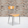 2 Pk. Invincible Series Metal Restaurant Chair - Natural Wood Back & Seat