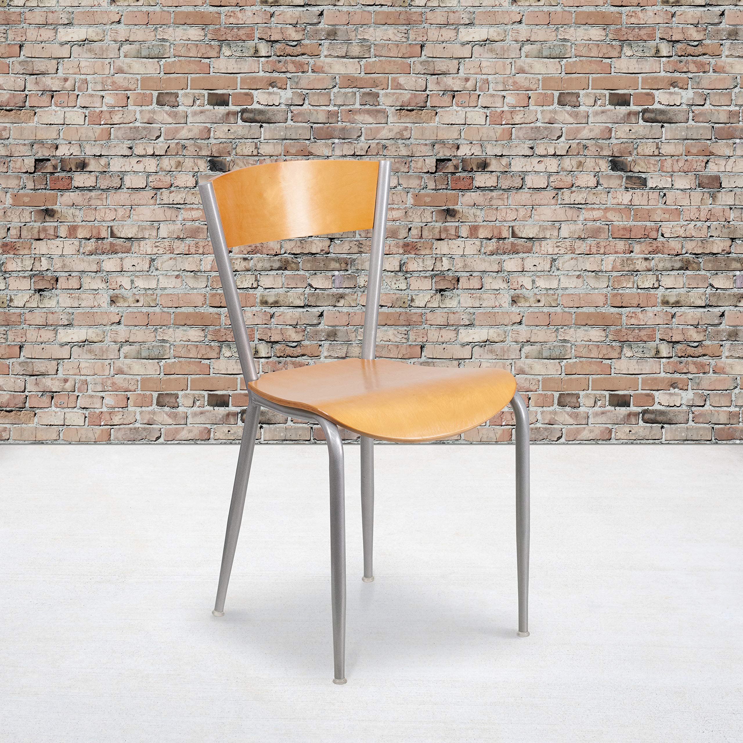 2 Pk. Invincible Series Metal Restaurant Chair - Natural Wood Back & Seat