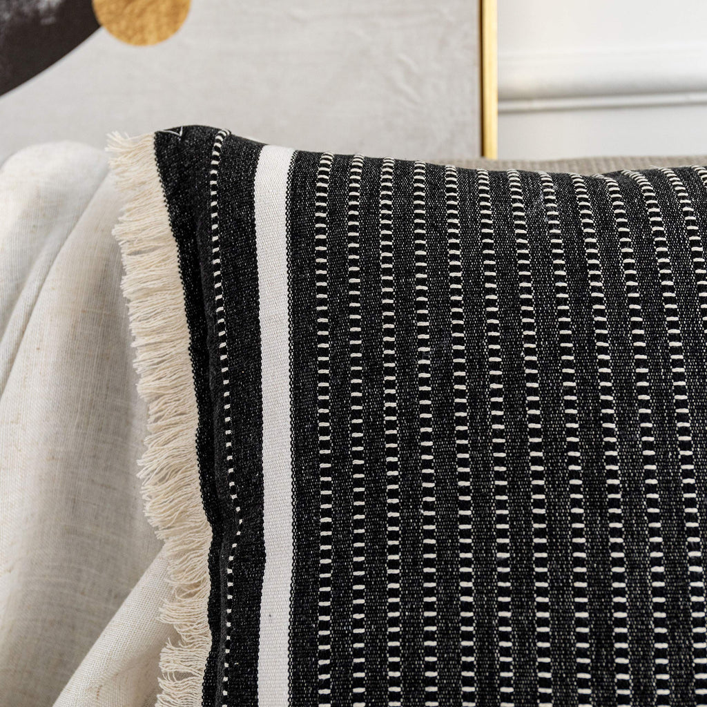 Ojia Modern Throw Pillow Cover With Tassels, Decorative Liana Fringe Accent Cushion Case, Farmhouse Woven Pillowcase For Sofa Ch