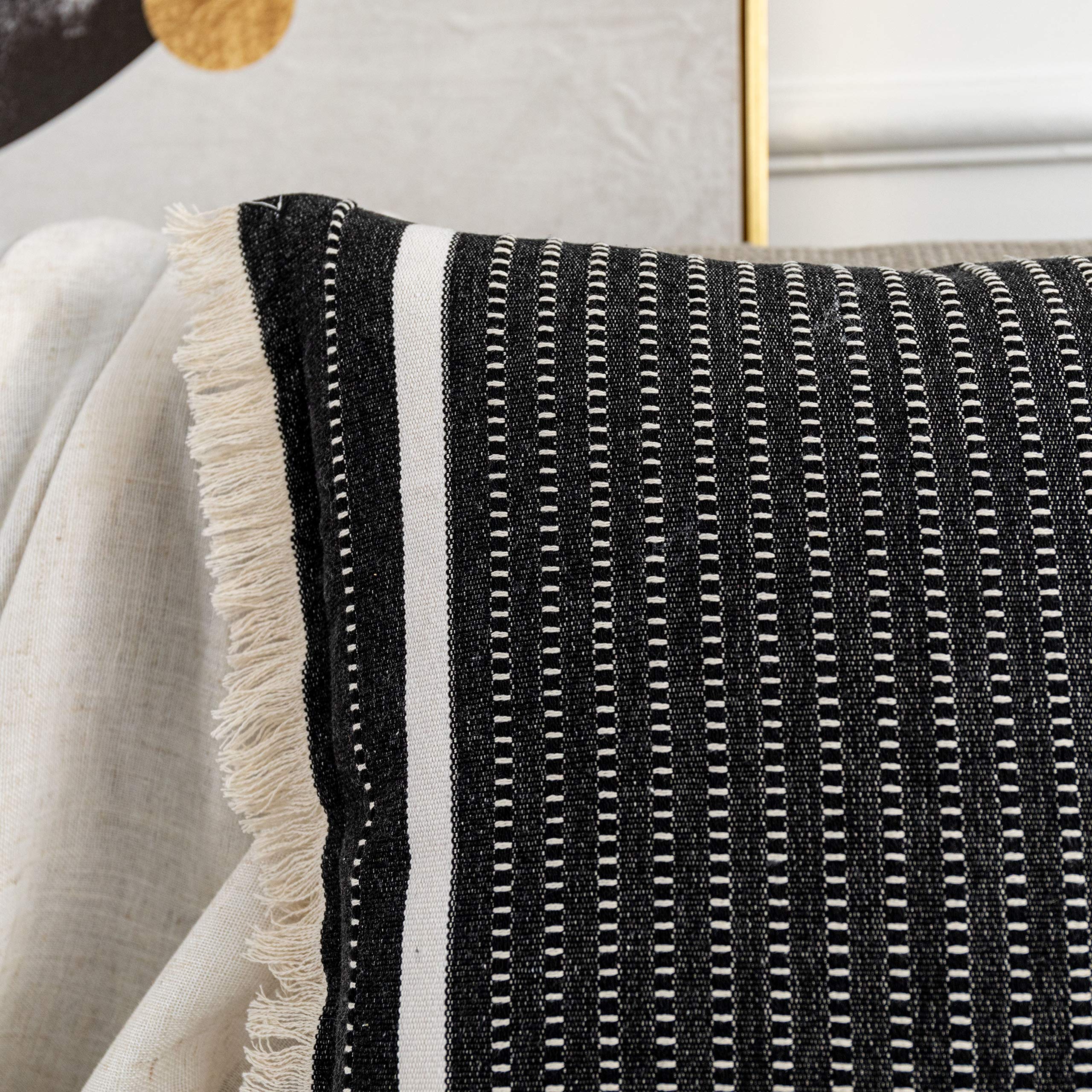 Ojia Modern Throw Pillow Cover With Tassels, Decorative Liana Fringe Accent Cushion Case, Farmhouse Woven Pillowcase For Sofa Ch