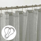 Koufall Grey Waterproof Linen Fabric Shower Curtain For Bathroom 72X80 Inches Long