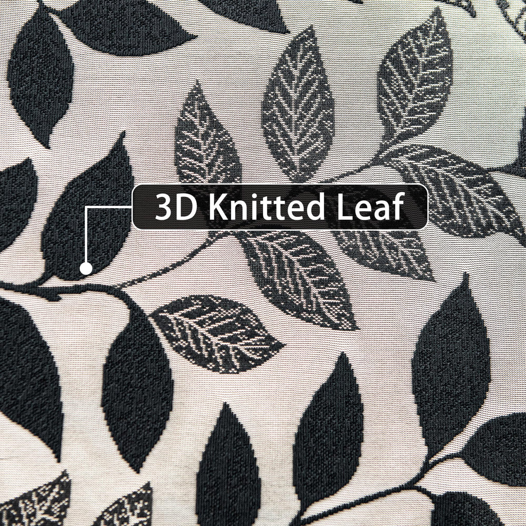 Treatmentex Black Lace Sheer Curtains For Bedroom Living Room 95 Inch Length Light Filtering Leaf Knitted Semi Sheer Window Curt