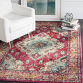 SAFAVIEH Monaco Collection 4 Square PinkMulti MNC243D Boho Chic Medallion Distressed Non-Shedding Living Room Bedroom Area Rug