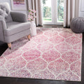 SAFAVIEH Madison Collection 4 Square Cream / Fuchsia MAD604R Glam Ogee Trellis Distressed Non-Shedding Living Room Bedroom Acce