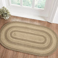VHC Brands Cobblestone Rug with PVC Pad, Jute Blend, Oval, Tan Grey White, 27x48 inches