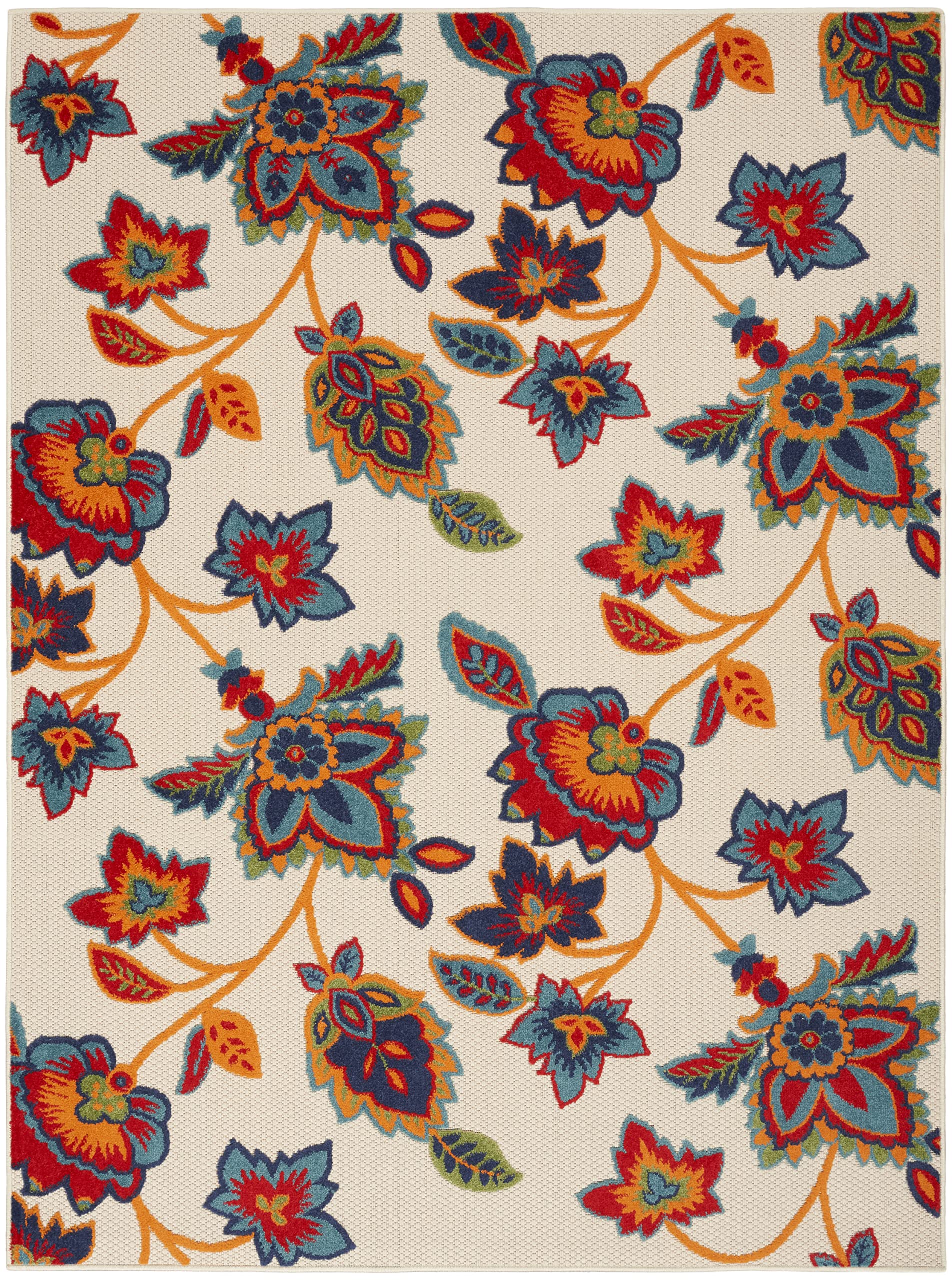 Nourison Aloha Indoor/Outdoor Modern Multicolor 9' X 12' Area Rug, Easy Cleaning, Non Shedding, Bed Room, Living Room, Dining Room, Kitchen (9X12)