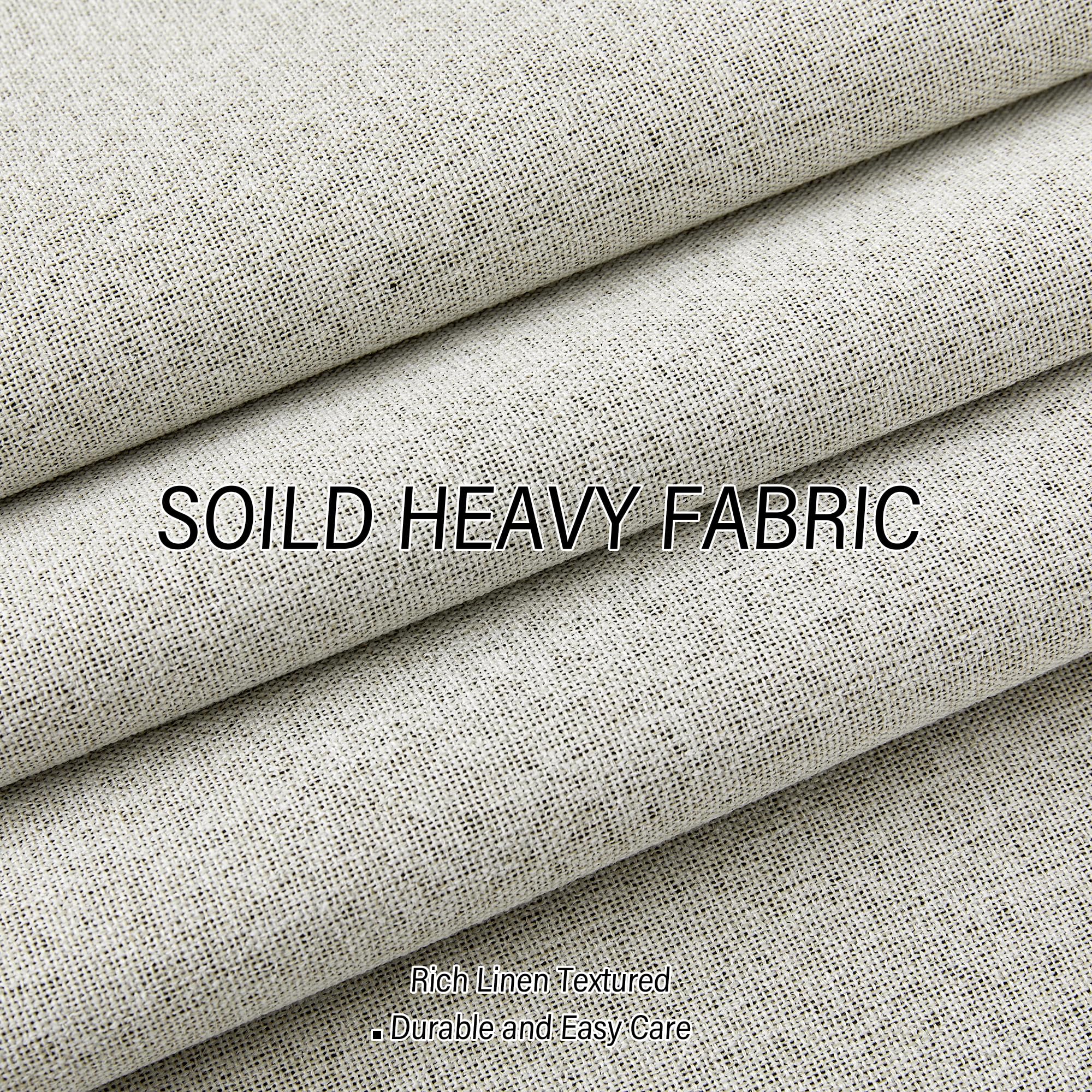 Chrisdowa 100% Blackout Linen Textured Curtains 84 Inches Long For Bedroom Warm Grey Beige Grommet Room Darkening Curtains & Dra