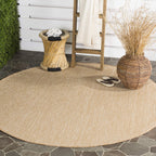 Safavieh Courtyard Collection Area Rug - 10' Round, Natural & Cream, Non-Shedding & Easy Care, Indoor/Outdoor & Washable-Ideal F