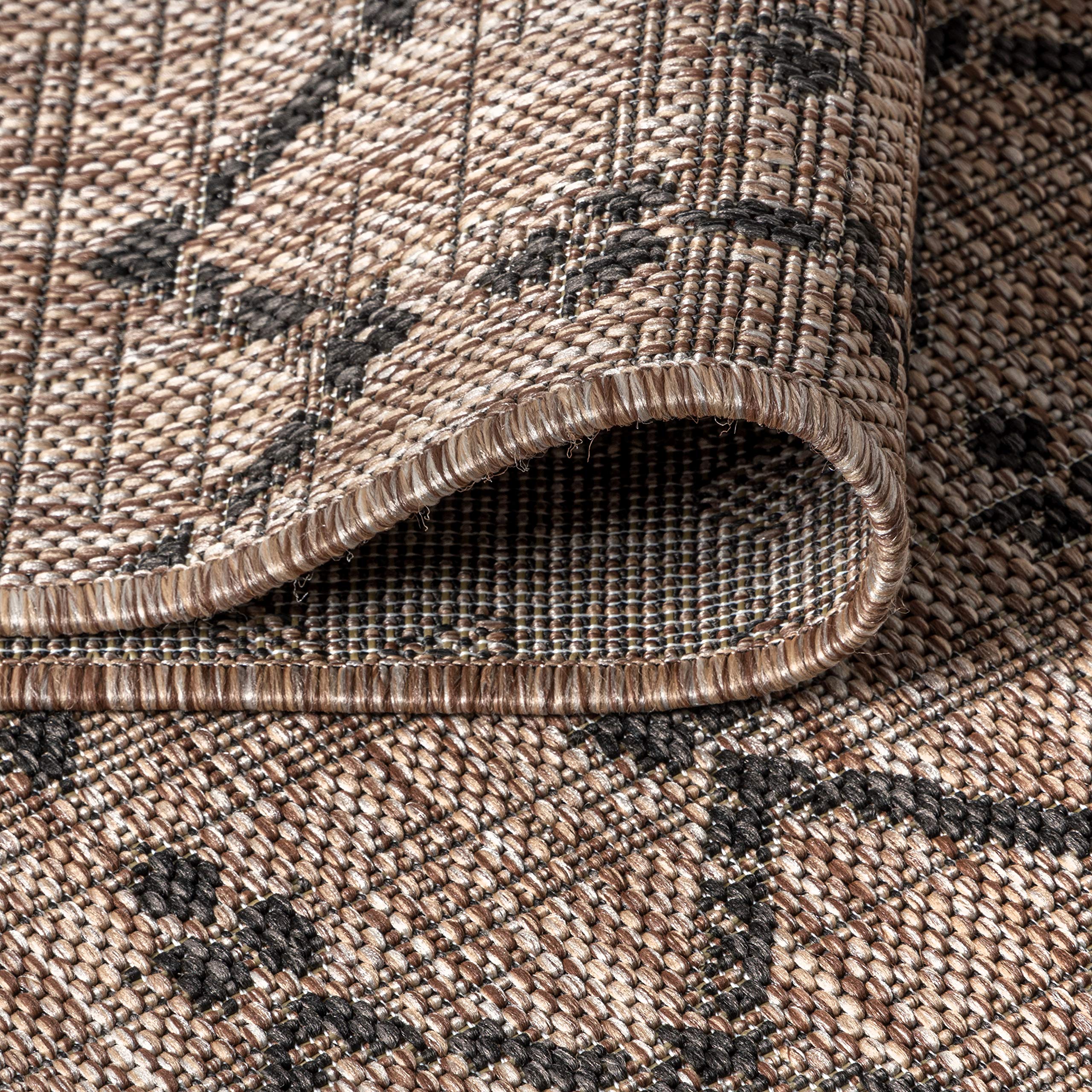 Jonathan Y Smb108D-6Sq Ourika Moroccan Geometric Textured Weave Indoor/Outdoor Area Rug, Bohemian, Scandinavian For Bedroom, Kitchen, Living Room, Easy-Cleaning, Natural/Black, 6' Square