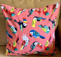 Pilovilo Cushion Cover Cotton Birds Print In Peach 16 X16 Set Of 2 (Birds Peach, Pack Of 2)