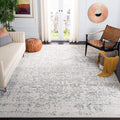 SAFAVIEH Madison Collection Area Rug - 67 Square, Silver & Ivory, Snowflake Medallion Distressed Design, Non-Shedding & Easy Ca