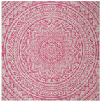 Safavieh Courtyard Collection 80.4' X 80.4' Light Grey/Fuchsia Cy8734 Indoor/ Outdoor Waterproof Easy Cleaning Patio Backyard Mudroom Area Rug