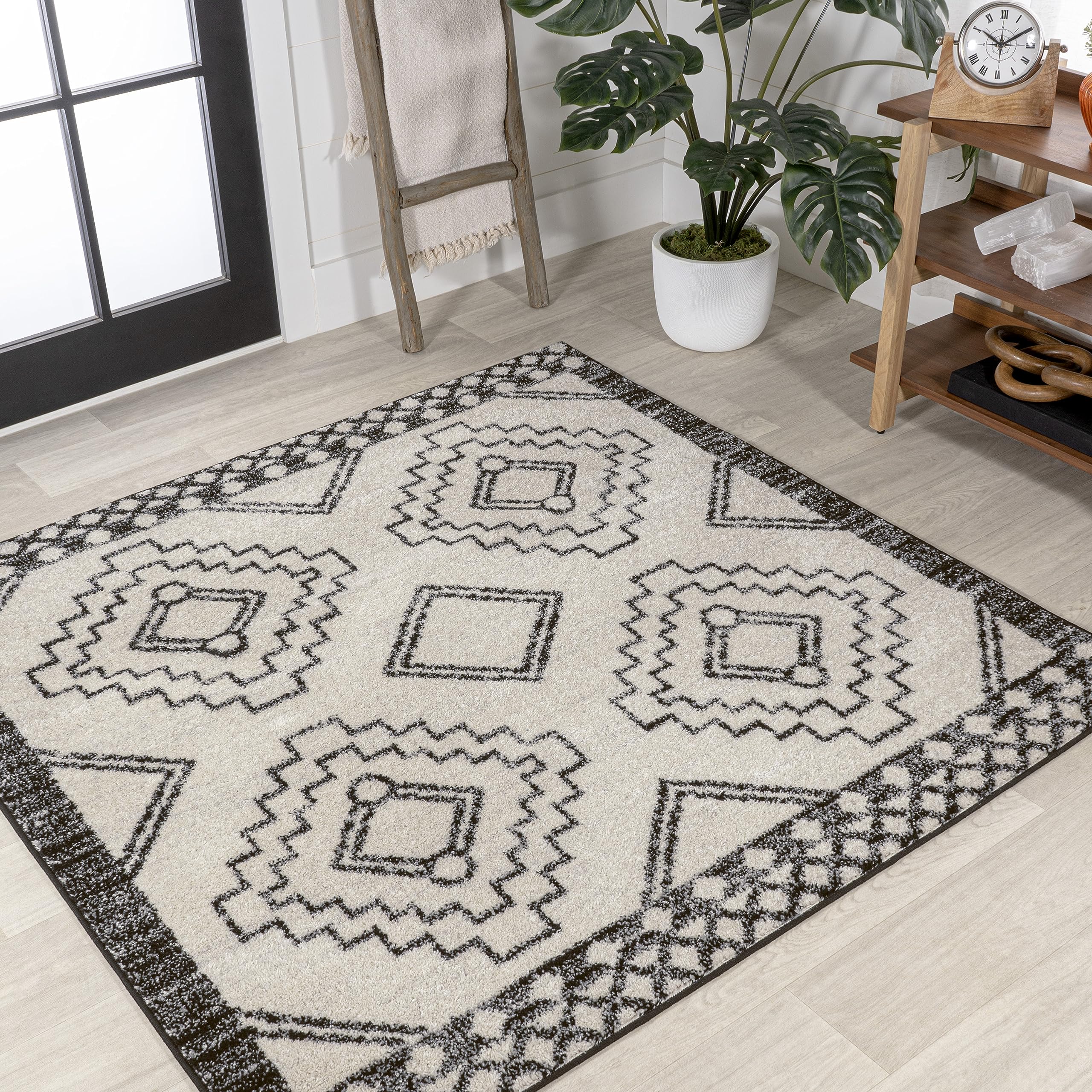JONATHAN Y MOH200A-3SQ Amir Moroccan Beni Souk Area Rug, Bohemian, Scandinavian, Transitional, Rustic for Bedroom, Kitchen, Livi