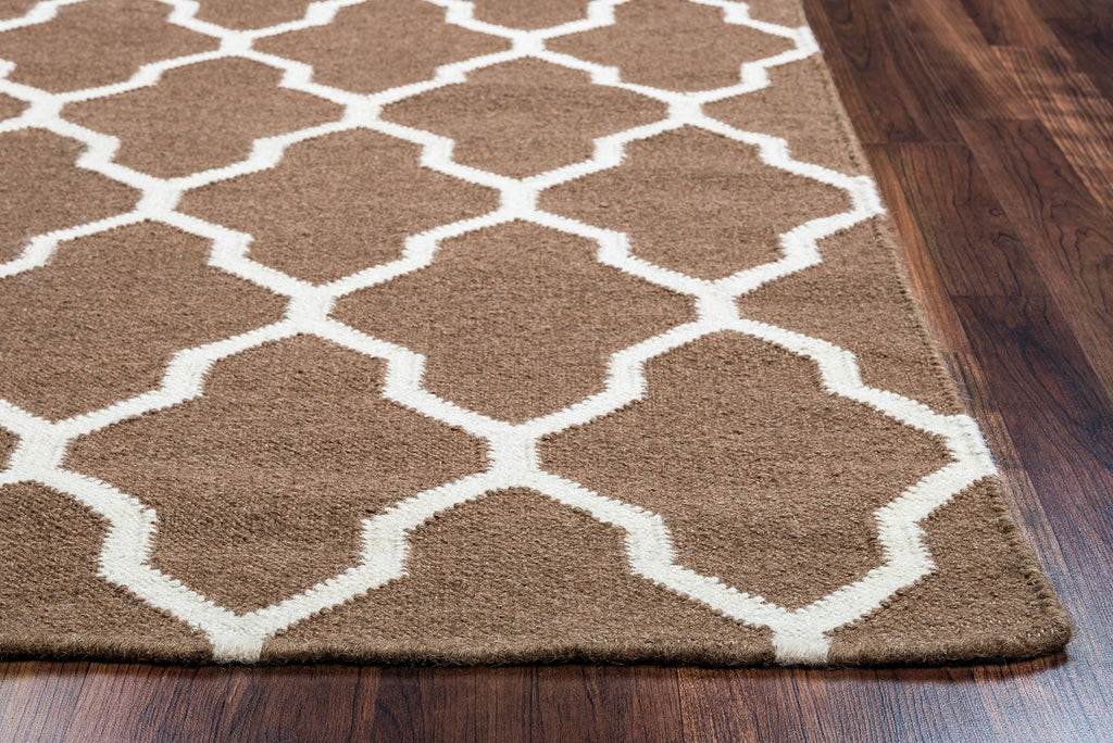 Rizzy Home | Sg2099 | Swing Collection | Wool Area Rug | 8' X 10' | Brown/Off White Trellis