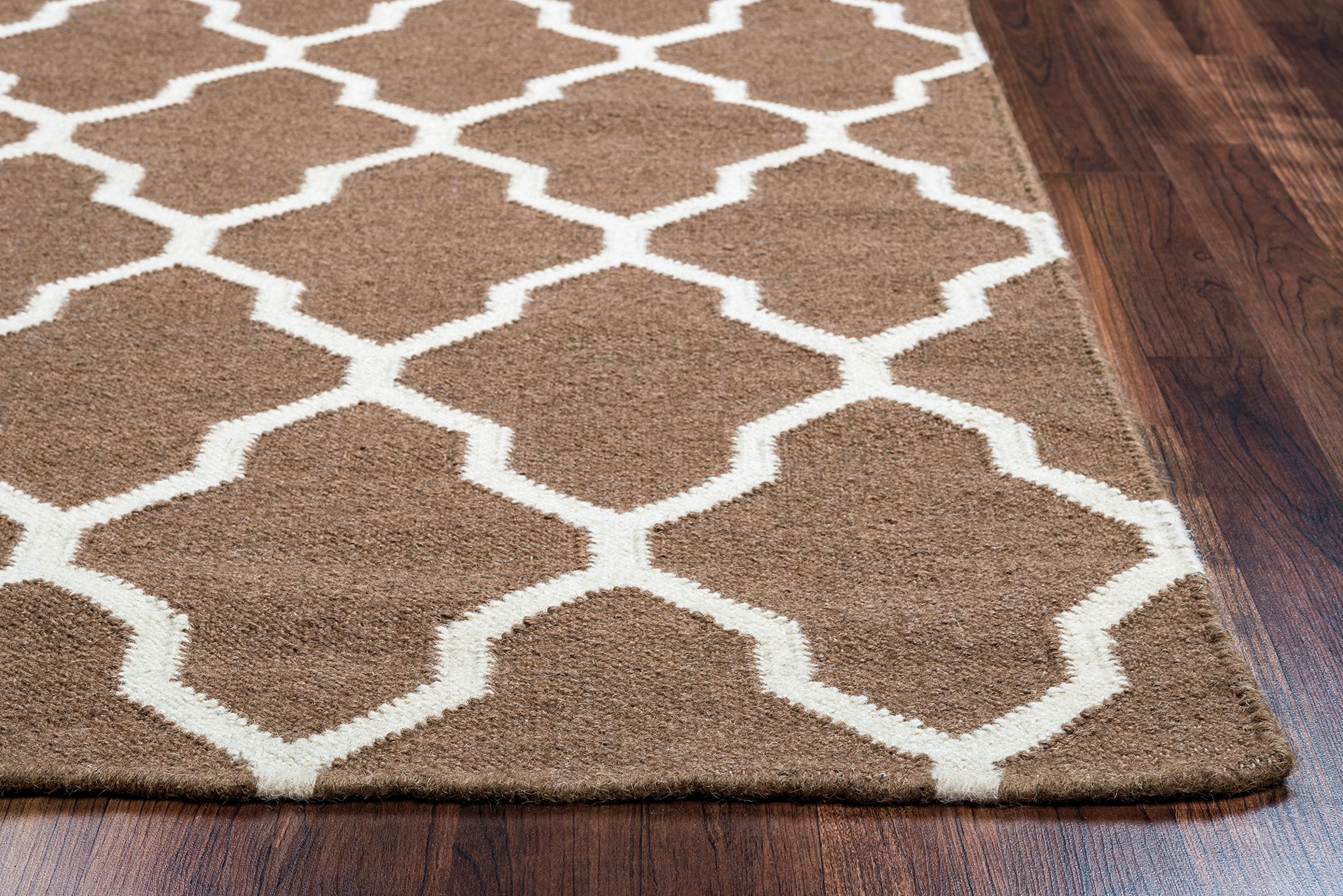 Rizzy Home | Sg2099 | Swing Collection | Wool Area Rug | 8' X 10' | Brown/Off White Trellis