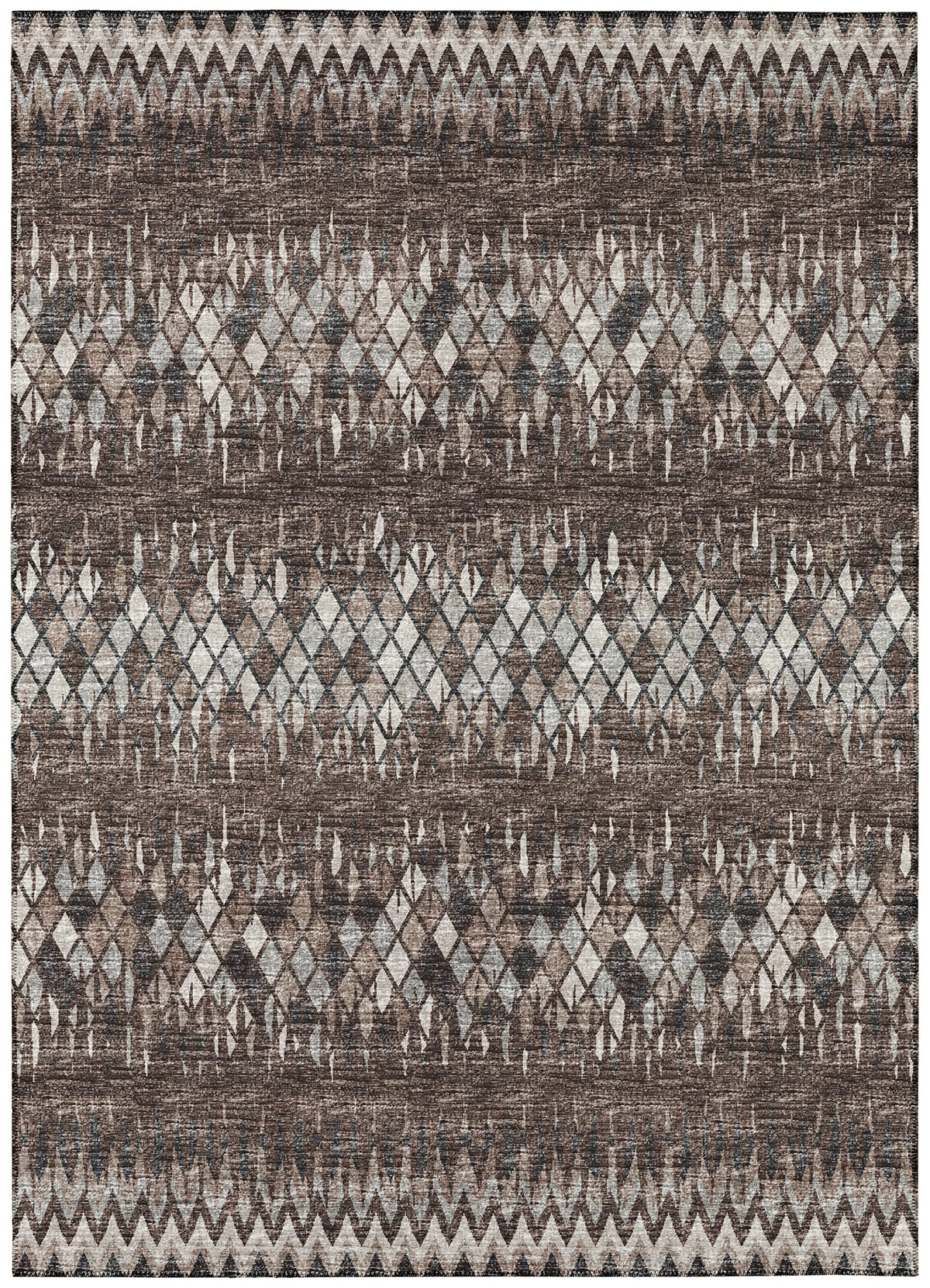 Addison Rugs Rylee Ary35 Brown Washable 5' X 7'6&quot; Indoor Outdoor Area Rug, Easy Clean, Machine Washable, Non Shedding, Bedroom, Entry, Living Room, Dining Room, Kitchen, Patio Rug