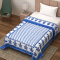 Namaste India Jaipuri Razai Palm Tree Designer Handmade Single Bed Quilt Cotton Reversible Comforter Printed Blanket Size (60X90