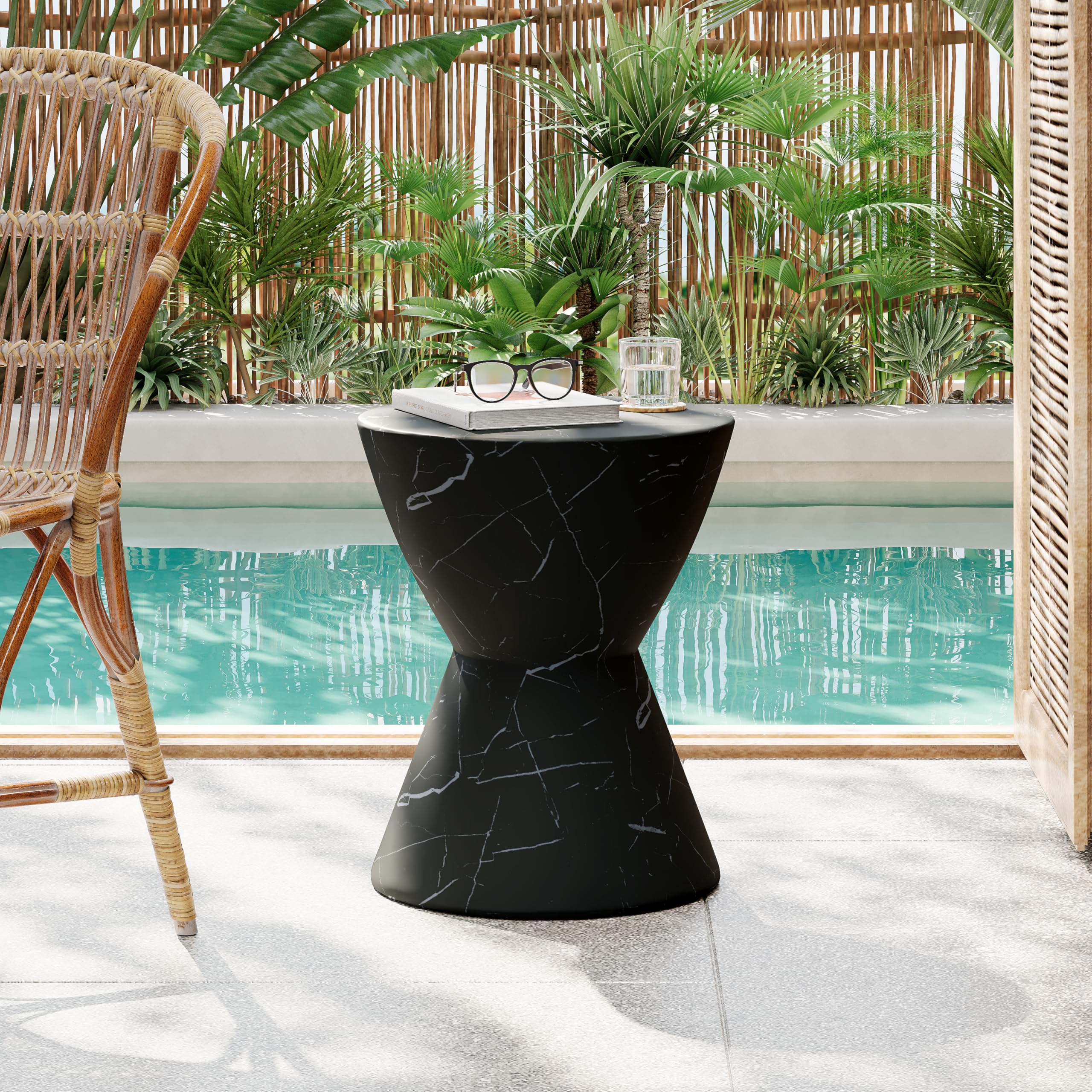 Christopher Knight Home Outdoor Side Table,Hourglass Shape Side Table,Patio Garden Stool Coffee End Table,Decorative Garden Stoo