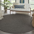 Nourison Positano Indoor/Outdoor Charcoal 8' X Round Area Rug, Easy Cleaning, Non Shedding, Bed Room, Living Room, Dining Room,