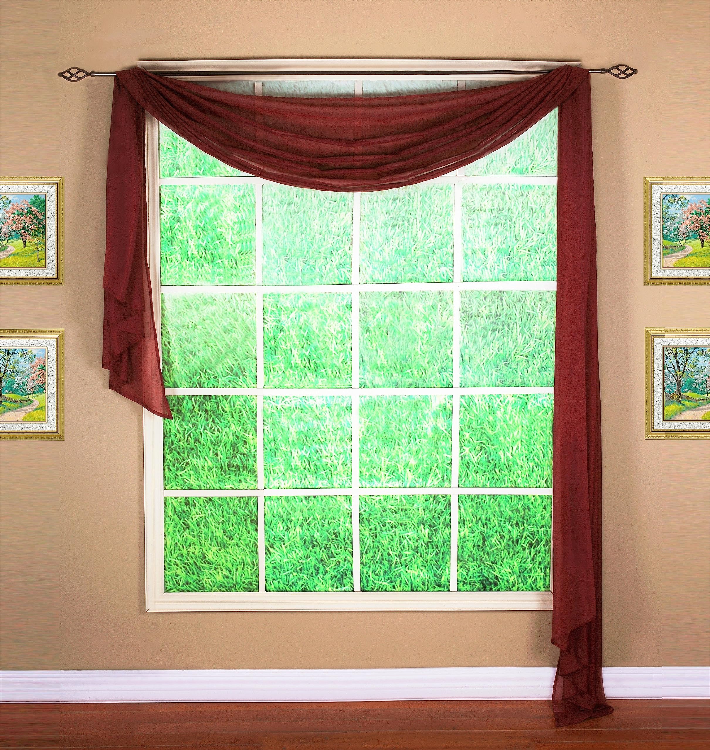 Today'S Curtain Emelia Original Voile Scarf 216', Burgundy, 45' W X 216' L