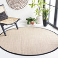 Safavieh Natural Fiber Collection Area Rug - 8 Round, Marble & Black, Border Sisal Design, Easy Care, Ideal for High Traffic Ar