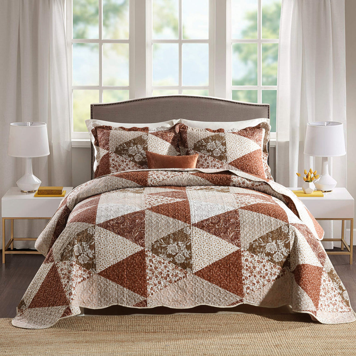 Travan 3-Piece Queen Quilt Sets With Shams Oversized Bedding Bedspread Reversible Coverlet Set, Queen Size