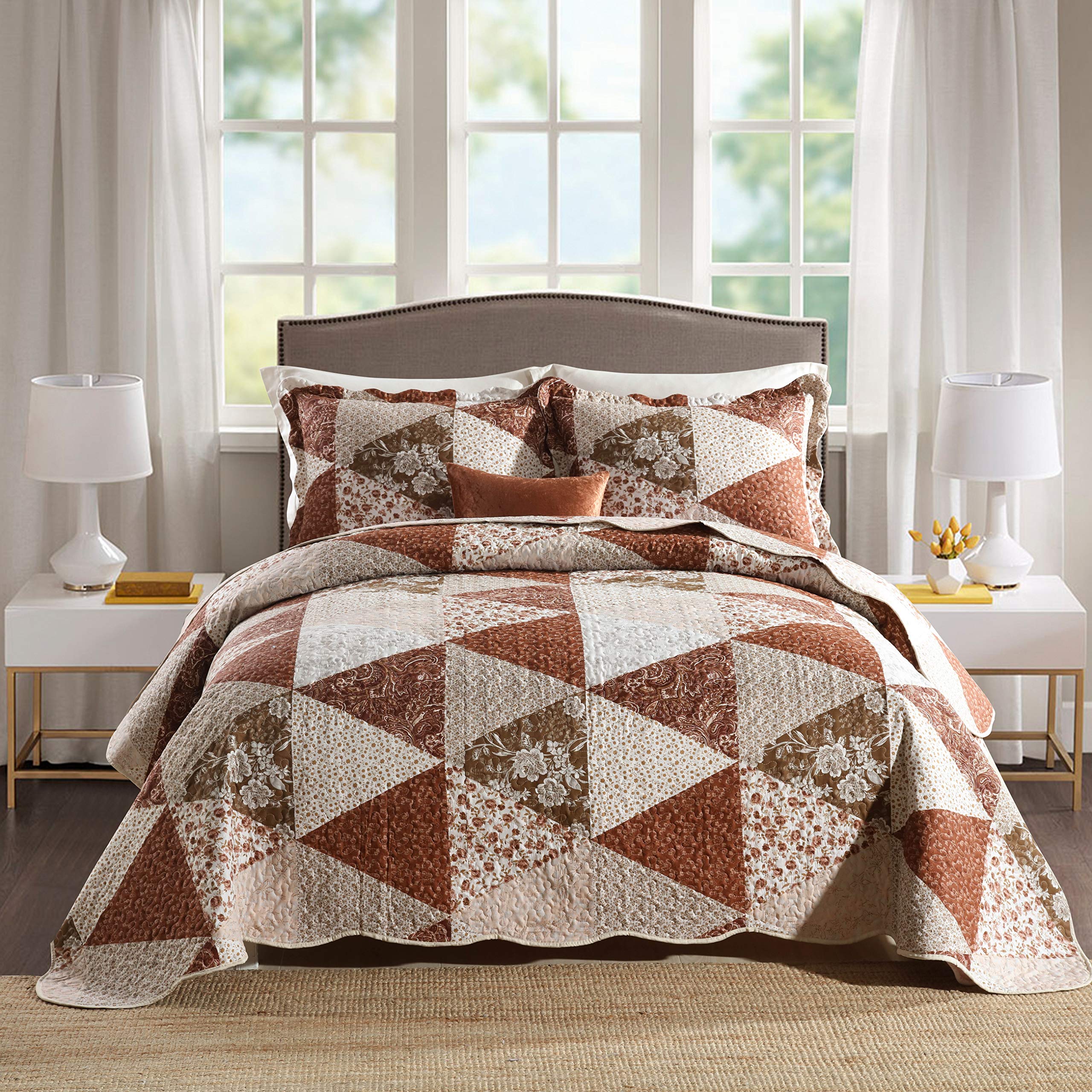 Travan 3-Piece Queen Quilt Sets With Shams Oversized Bedding Bedspread Reversible Coverlet Set, Queen Size