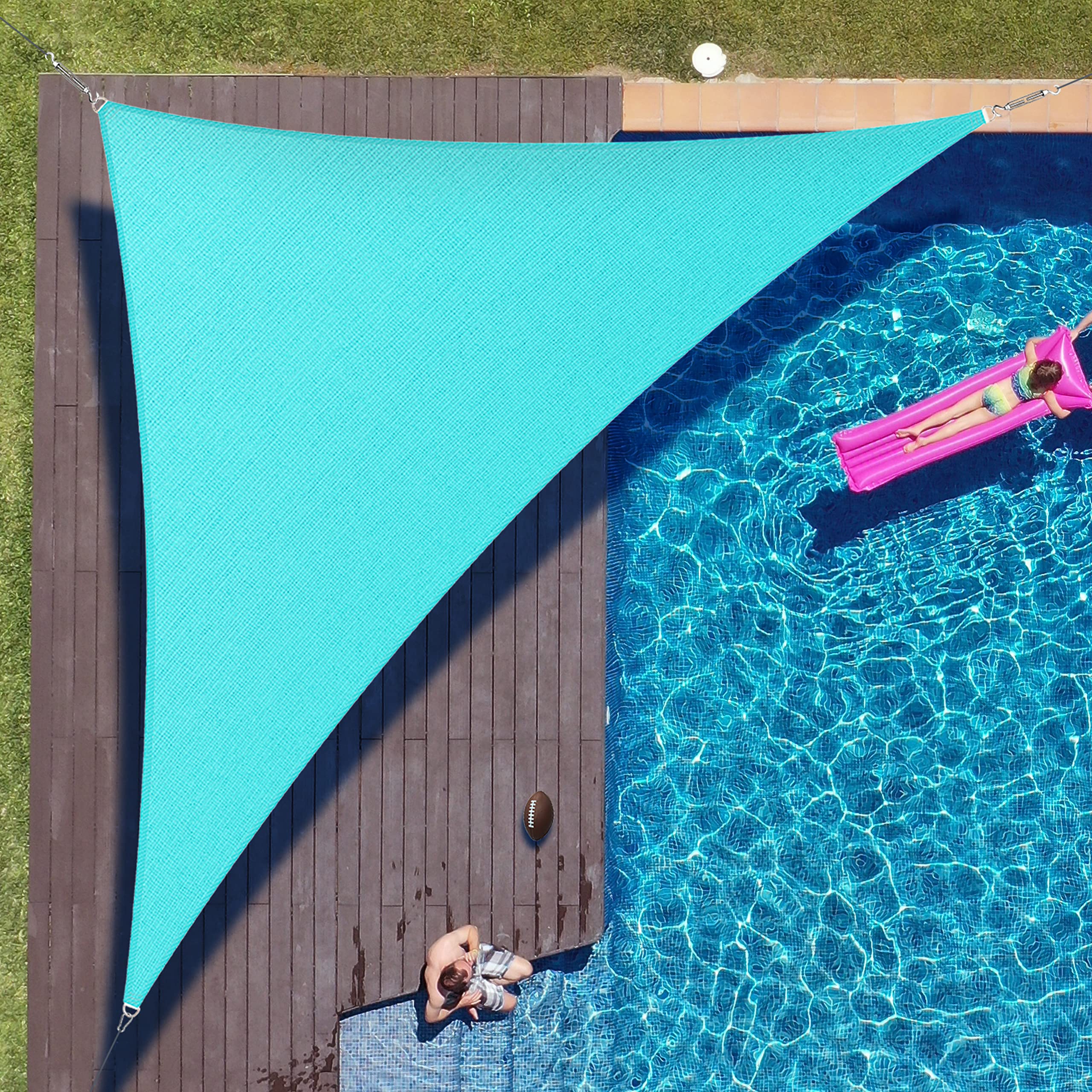 Colourtree 14' X 14' X 19.8' Turquoise Right Triangle Sun Shade Sail Canopy Awning Fabric Cloth Screen - Uv Block Upf50 Uv Block