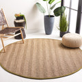 SAFAVIEH Natural Fiber Collection 6 Round Olive NF115G Border Herringbone Seagrass Area Rug