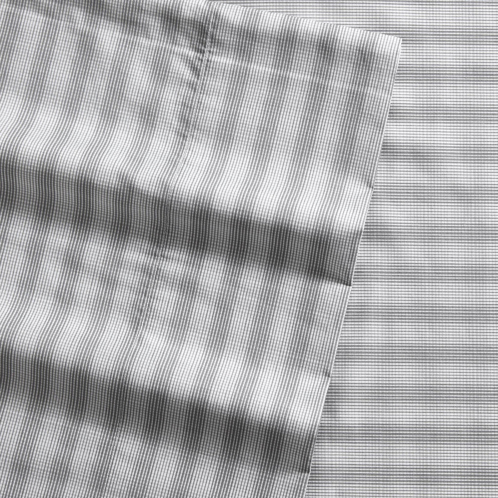 Nautica- King Sheet Set, Cotton Percale Bedding Set, Crisp & Cool, Lightweight & Breathable (Michael Plaid Grey, King)