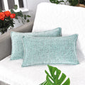 12X20 Lumbar Pillow Covers Mint Green/Soft Chenille Rectangular Cushion Covers/Turquoise Pillow Cases Pack Of 2