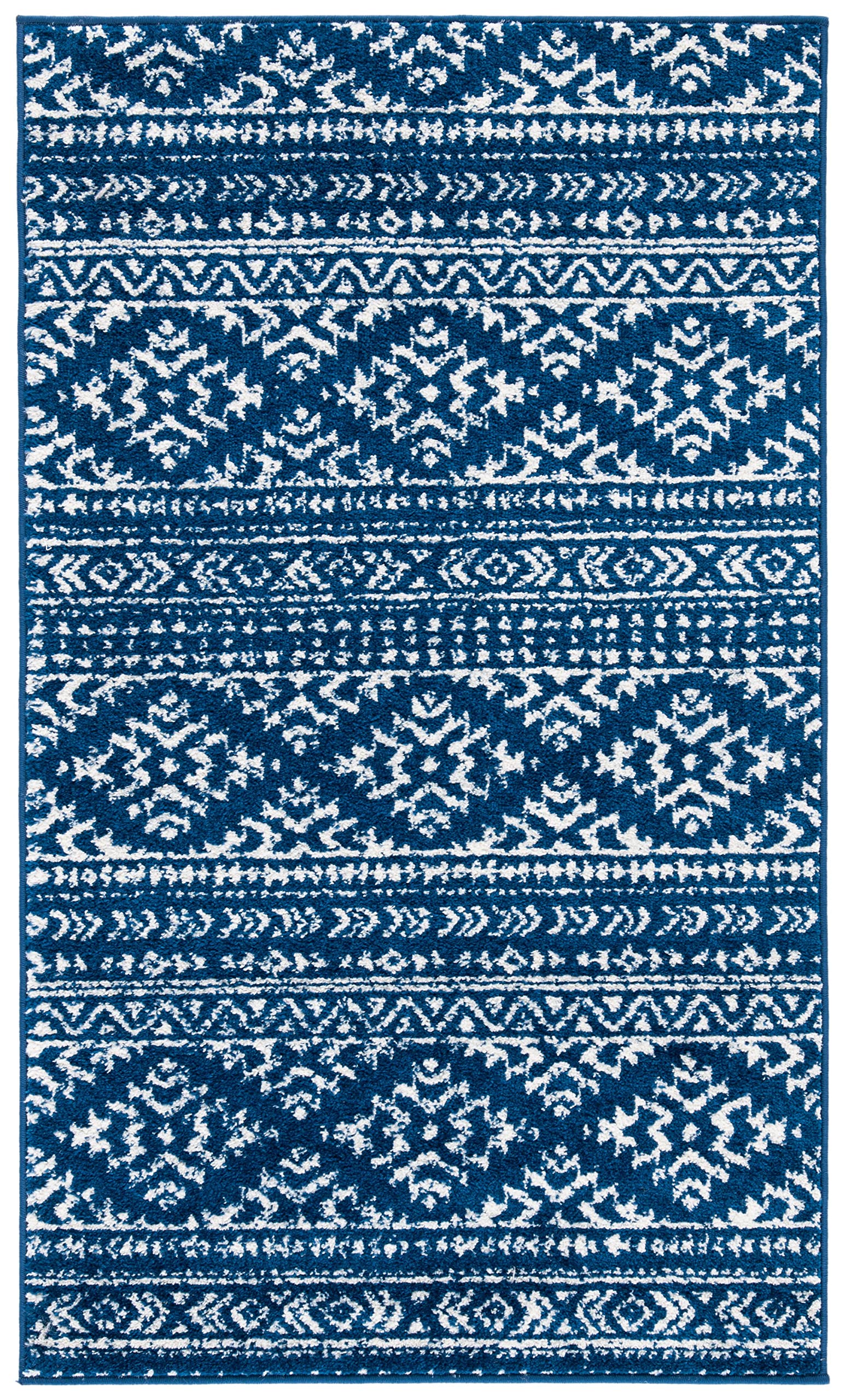 SAFAVIEH Tulum Collection Accent Rug - 2 x 3, Navy & Ivory, Moroccan Boho Tribal Design, Non-Shedding & Easy Care, Ideal for H