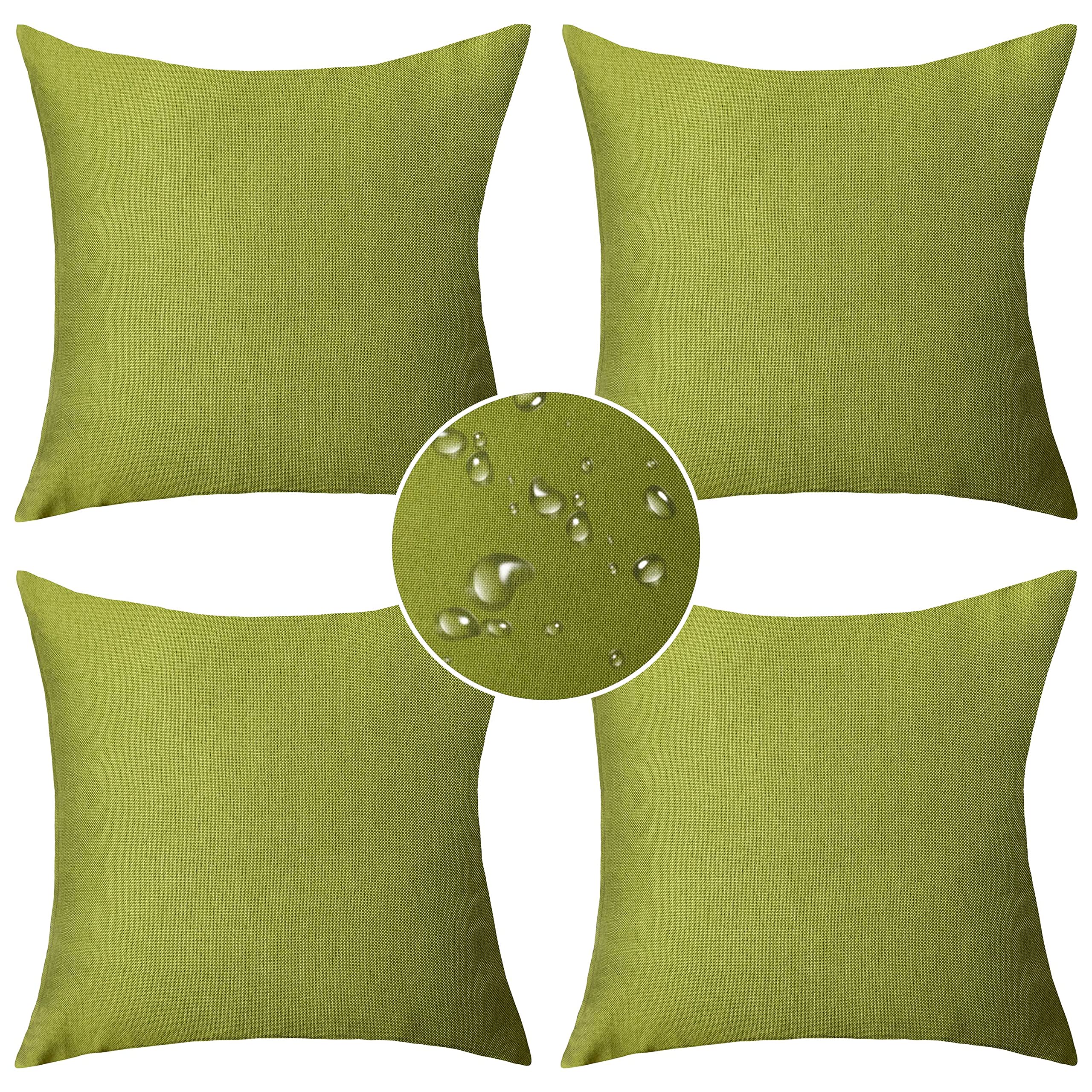 Demetex Outdoor Pillow Covers 18X18 Set Of 4 Green Waterproof Pillow Case Square Decorative Throw Pillow Covers For Patio Furnit
