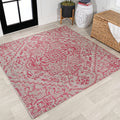 Jonathan Y Smb105F-5Sq Estrella Bohemian Medallion Textured Weave Indoor Outdoor Area Rug, Coastal Traditional,Bedroom,Kitchen,B