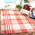 SAFAVIEH Courtyard Collection 8 x 10 Red/Bone CY6201 Plaid Indoor/ Outdoor Patio Backyard Mudroom Area Rug