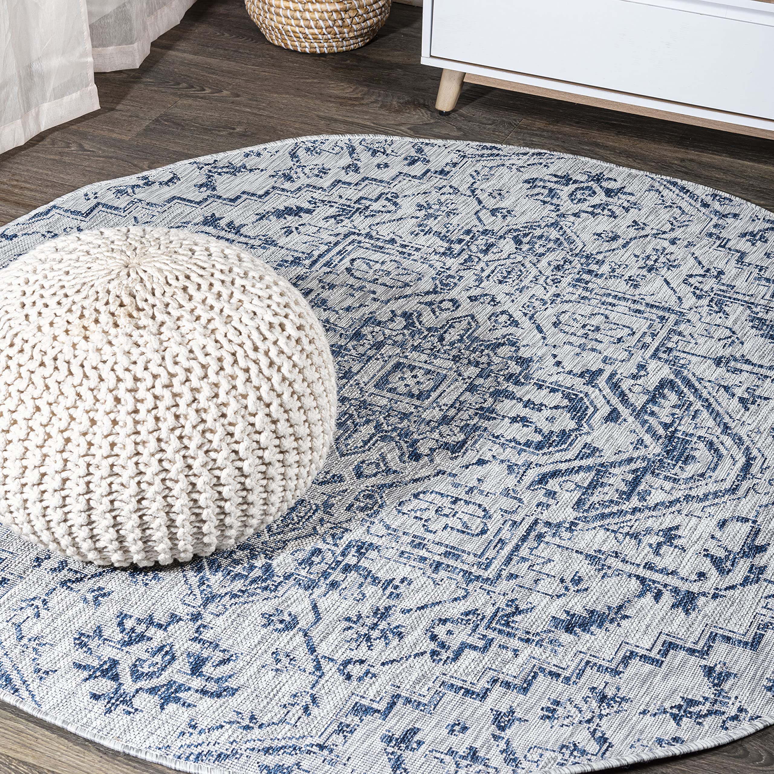 JONATHAN Y SMB105B-9R Estrella Bohemian Medallion Textured Weave Indoor/Outdoor Area Rug, Coastal, Traditional, Vintage for Bedr