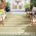 Safavieh Courtyard Collection Area Rug - 9' X 12', Beige & Sweet Pea, Stripe Design, Non-Shedding & Easy Care, Indoor/Outdoor &