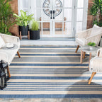 Safavieh Courtyard Collection Cy6062 Stripe Indoor/ Outdoor Non-Shedding Stain Resistant Patio Backyard Area Rug, 9' X 12', Navy
