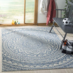 Safavieh Courtyard Collection 2' X 3'7' Grey/Blue Cy8734 Indoor/ Outdoor Patio Backyard Mudroom Accent Rug
