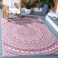 Safavieh Courtyard Collection 8' X 10' Ivory/Fuchsia Cy8734 Indoor/ Outdoor Waterproof Easy Cleaning Patio Backyard Mudroom Area